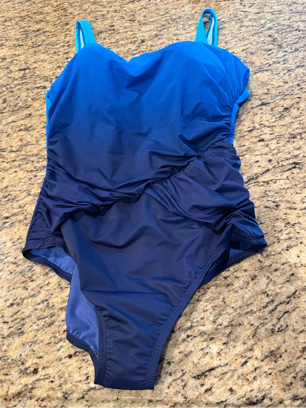 Lands' End Bright Blue Ombré one piece  Swimwear with Nude Lining